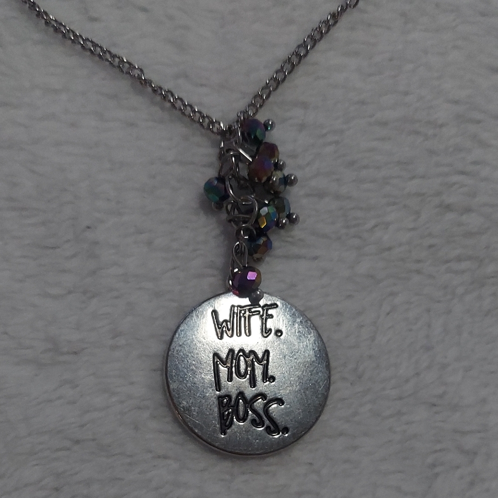 6/$10 Chic Silver Pendant Necklace with Beaded Accents